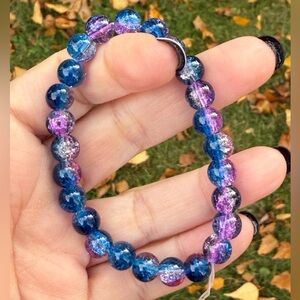 8mm Blue and Purple Beaded Bracelet